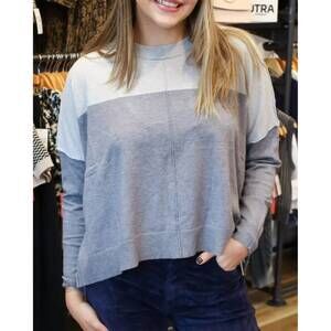 NEW SIX/FIFTY kaelyn color block sweater in charcoal